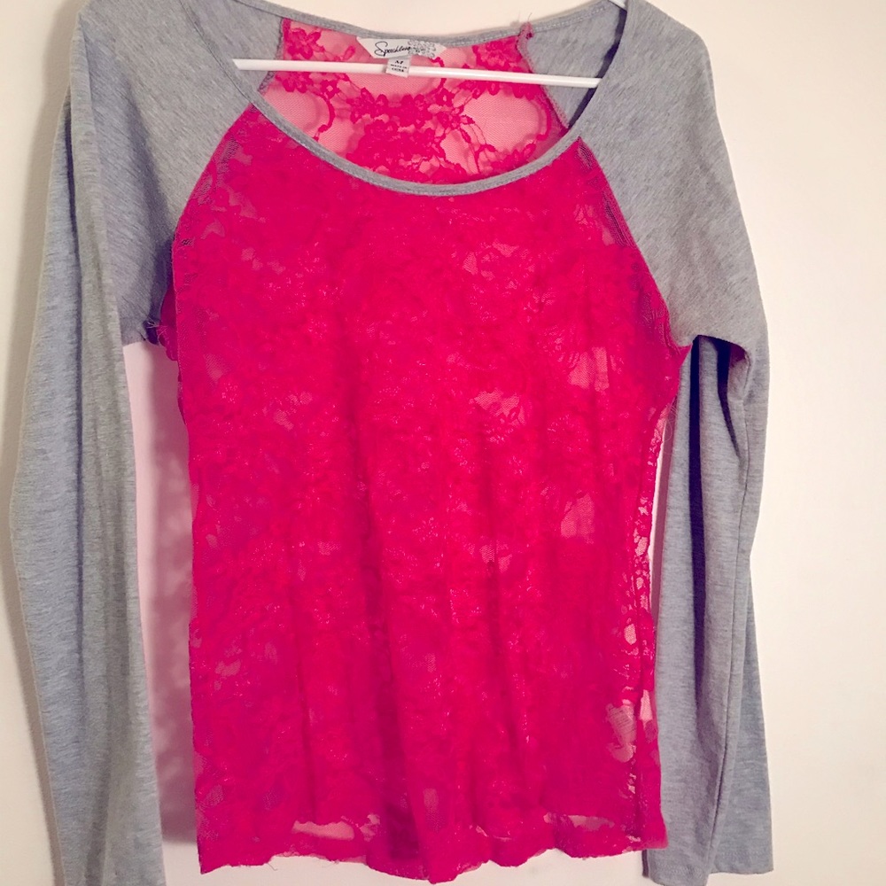 Pink and grey long sleeve tee